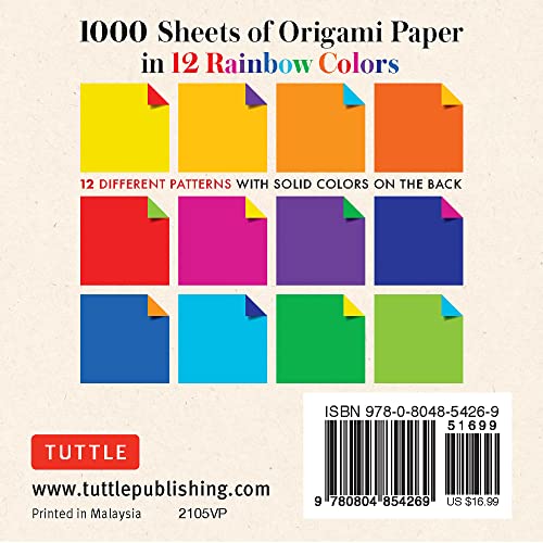 Origami Paper Rainbow Colors 1,000 Sheets 4 (10 CM): Tuttle Origami Paper: High-Quality Double-Sided