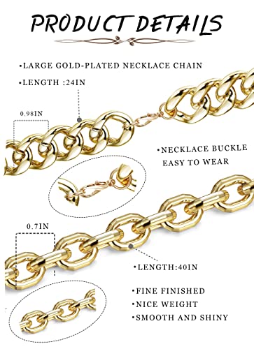 YADOCA 2 Stück Gold Halskette für Männer - Big Chunky Hip Hop Schmuck 80er 90er Punk Stil Personalisierte Goldkette Modeschmuck