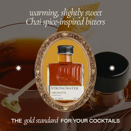 Image of Strongwater Aromatic Bitters (40 Servings) - Aromatic Bitters for Old Fashioned Made with Organic Turmeric, Cinnamon & Cardamom - Pair with Spirits, Tea or Coffee - 3oz, 1 Pack