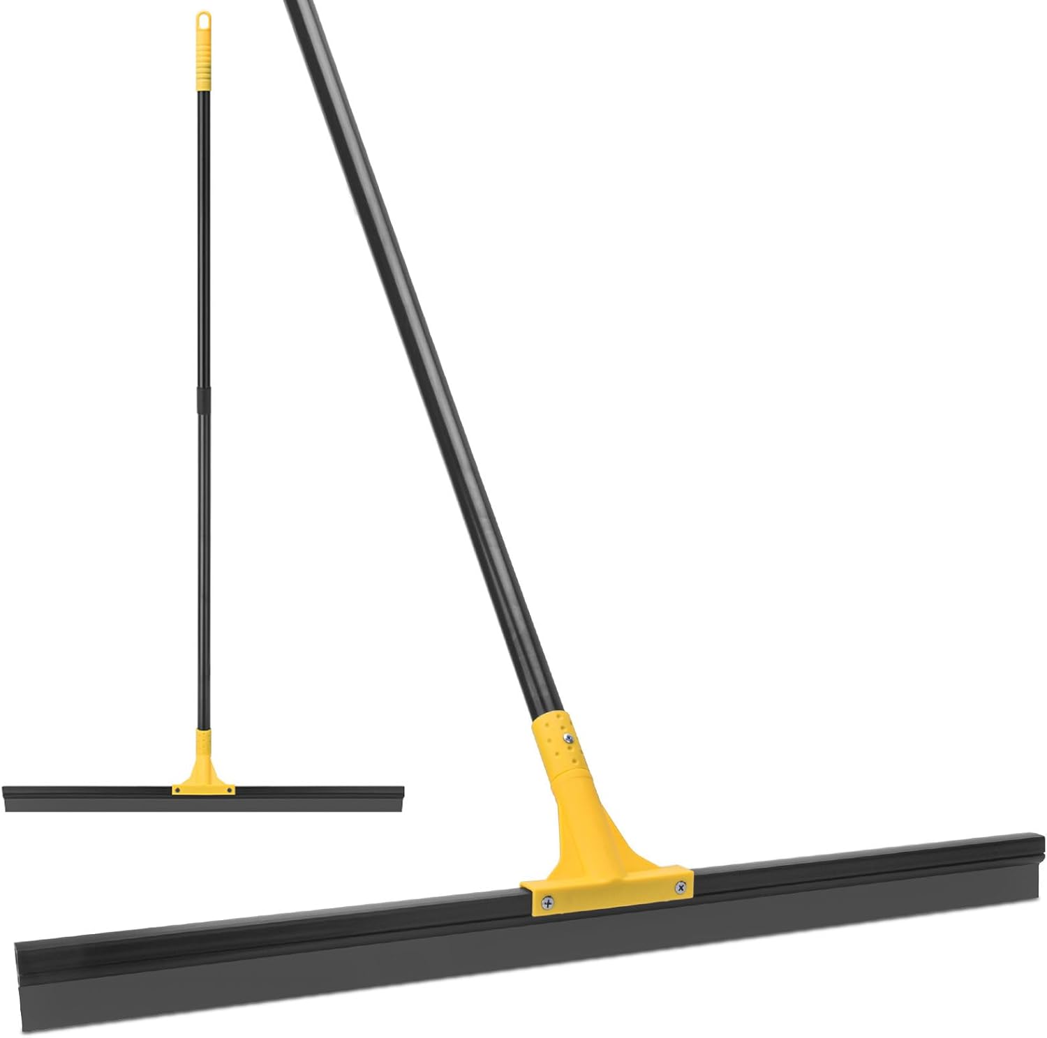 Floor Squeegee for Concrete, 30'' Large Rubber Broom for Tile, 59'' Long Handle Heavy Duty Water Wiper for Garage, Deck Yellow 30''