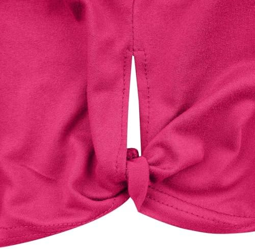 Athletic Tank Tops for Women Twist Knot Cut Out Side Slit Crop Tops Yoga Workout Loose Fit Sleeveless T-Shirts Hot Pink — view 4