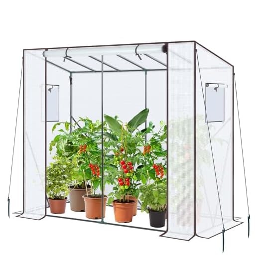 Ohuhu Tomaten-Gewächshaus mit PE-Abdeckung, Fenster, 200 x 77 x 170 cm