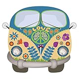 easydruck24de Hippie Sticker Flower-Power-Bus I kfz_487 I Peace and Love bunt I Bullli Transporter