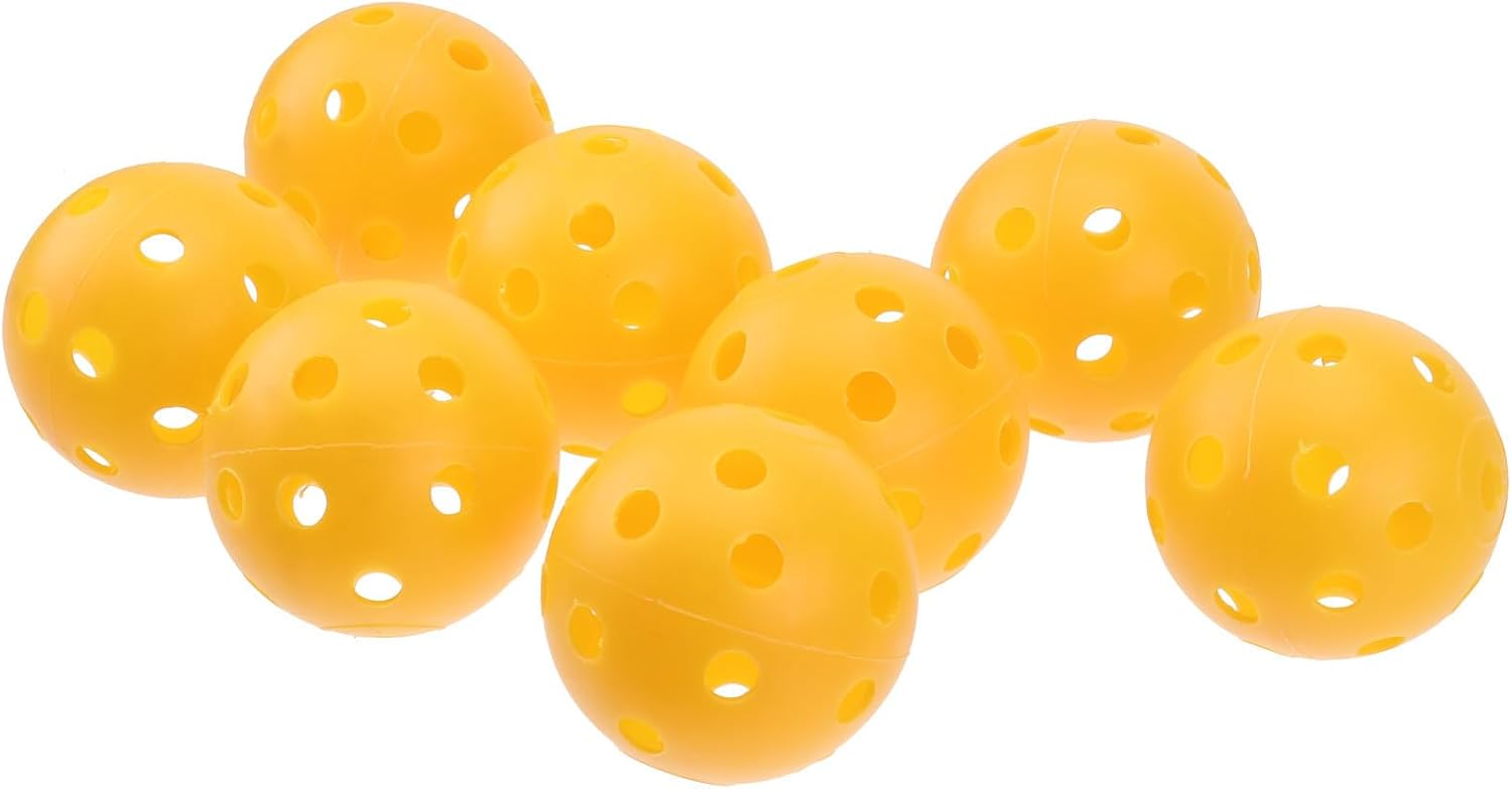 8pcs Yellow Plastic Pickleball Ball with Holes, PE Round Ball