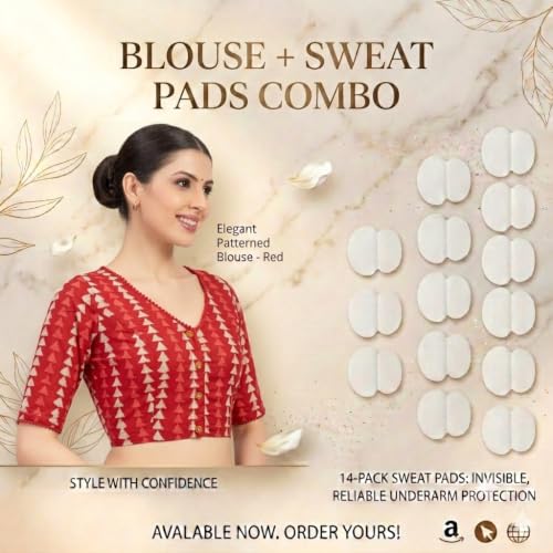 Image of Studio Shringaar Women's Cotton Block Printed Elbow Length Sleeves Saree Blouse.