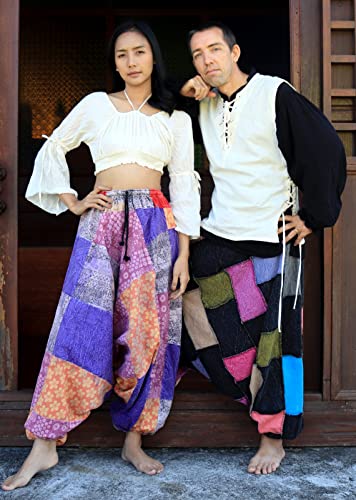 RaanPahMuang Cotton Muang Pull Elastic Waist Aladdin Baggy Mao Pants3