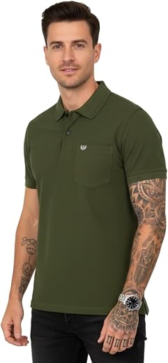 Basic Things Polo T Shirt for Man with Pocket, Polo T Shirts for Men, Summer Shirt with Collar, Half Sleeve, Cotton Blend,...
