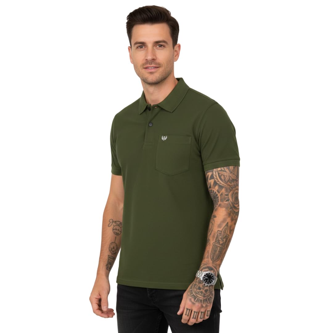 side up Men Cotton Polo T Shirt with Pocket | Collared Neck | Half Sleeve, Solid Pattern Tee | Lightweight & Comfortable | Stylish Men T-Shirt for Travel and Outdoor Outings-picture-28