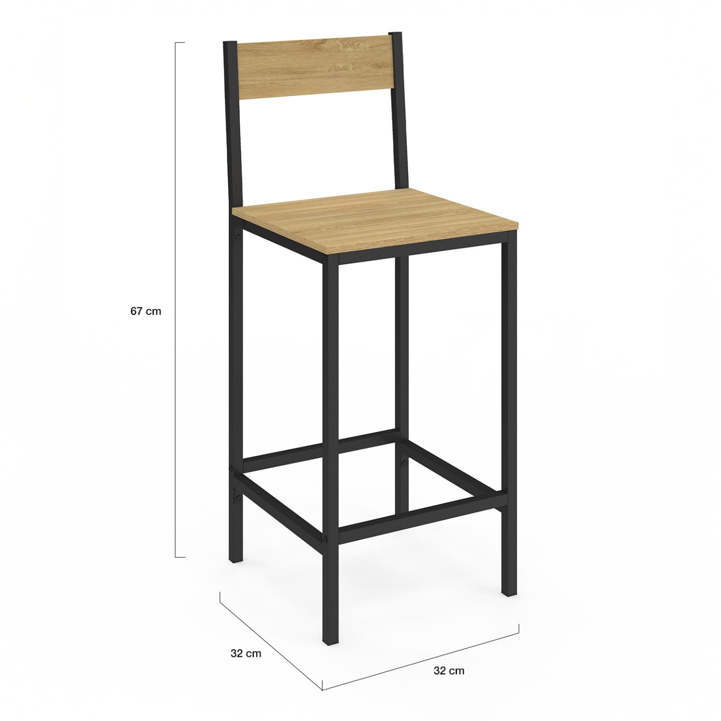 IDMarket - Lot de 4 tabourets de Bar Detroit avec Dossier Chaise de Cuisine Design Industriel