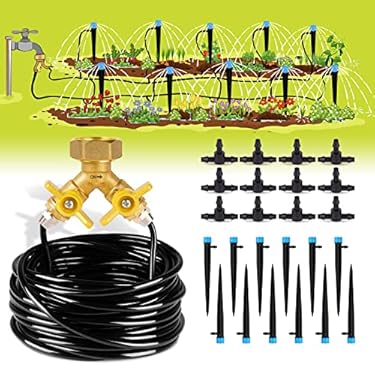 AMAZON - HIRALIY 49.2FT Drip Irrigation Kit, Garden Watering System, 6x4mm Blank Distribution Tubing DIY Automatic Irrigation Equipment Set for Outdoor Plants, Micro Drip Irrigation Kit for Greenhouse Flower, Bed Patio, Lawn