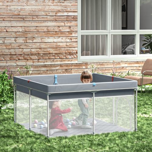 Image of Giluta Foldable Baby Playpen with Mat, Portable Playard for Babies and Toddlers, No Assembly Required, Indoor & Outdoor Kids Safety Play Pen Area, Travel Baby Fence, Playpen 50 inch x 50 inch