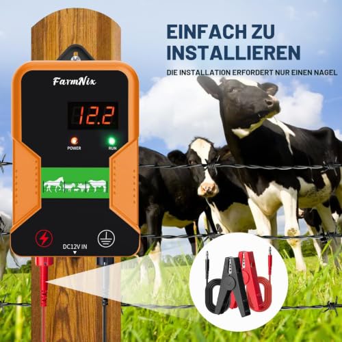Weidezaungerät 12V mit LED Anzeige, 2J 15 KM 230V Elektrischer Weidezaun