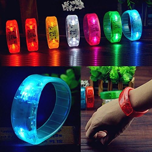 Voice Control LED Light Glows Wristbands Bracelet Bangle Party Concert (Pink)