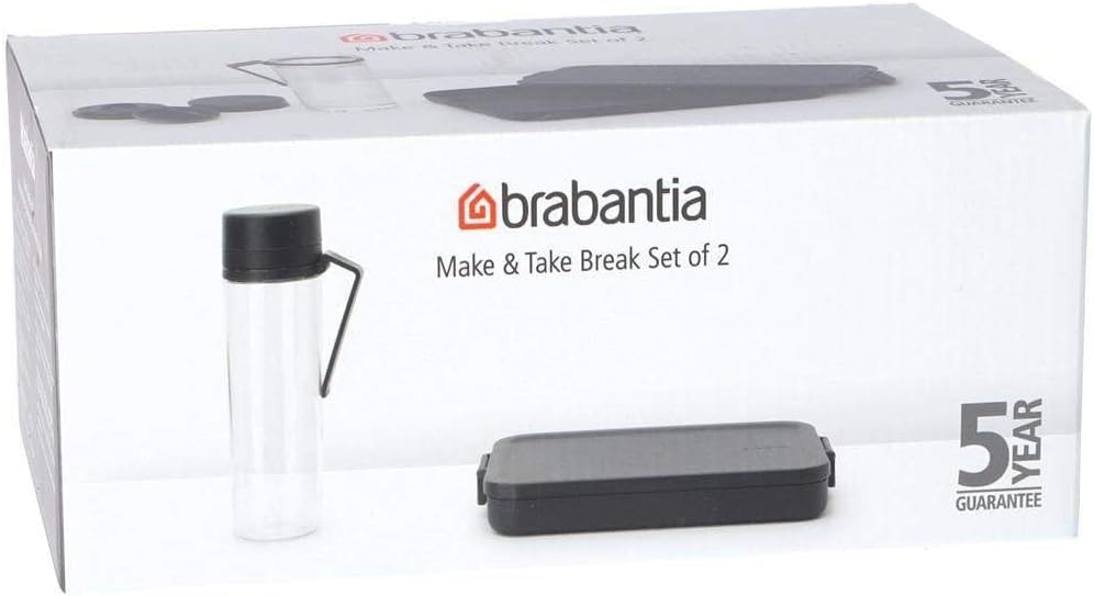 Brabantia Make & Take Breakfast & Lunch Set (Set of 3) Matching Water Bottle, Breakfast Bowl & Medium Lunch Box, BPA-Free, Travel To Go Meal Containers, Dishwasher Safe
