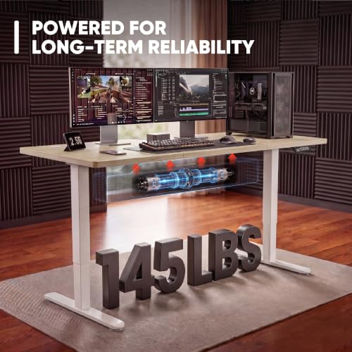 Image of Furmax Electric Height Adjustable Standing Desk Large 48 x 24 Inches Sit Stand up Desk Home Office Computer Desk Memory Preset with T-Shaped Metal Bracket, Wood