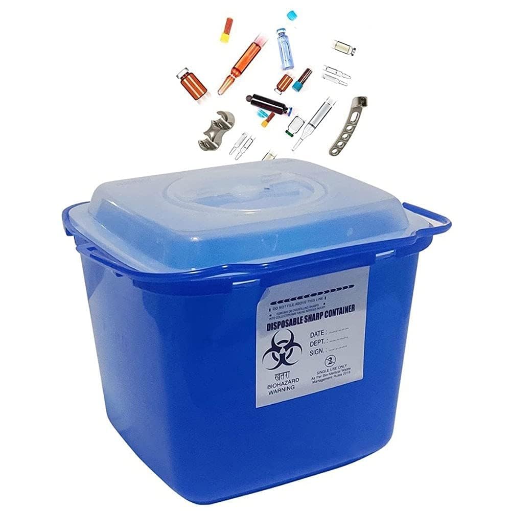 Biohazard Disposable Sharps Container Box for Medical Waste Needle and Syringe Disposal Bin with Secure Lid for Hospitals Clinics Laboratories and Home Use (Blue)-image-8