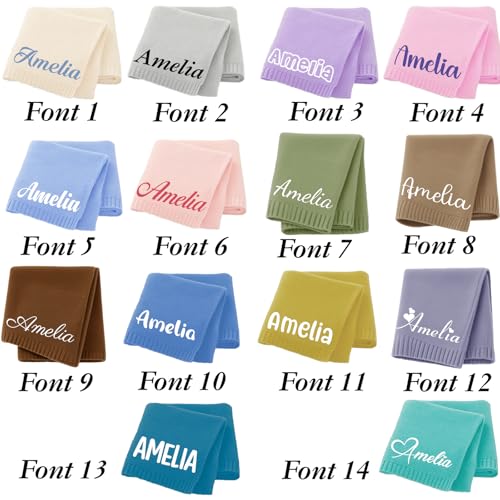 Personalized Embroidered Baby Blanket for Boys/Girls, Cotton Chunky Knit Customized Swaddle with Name, 40 * 30 inches, Handmade Receiving Nursery Blankets, Newborn, Birthday - Image 8