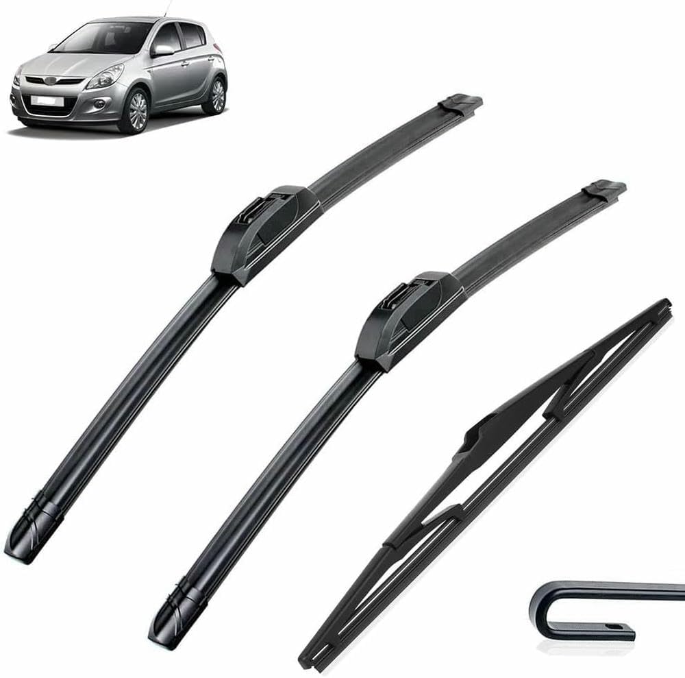 ZHUNDU Automatic Windshield Wiper Front and Rear Wiper Kit Compatible with Hyu&ndai i20 PB 2008-2014 Windshield Windscreen Brushes 24+16+12 - Wiper Replacement