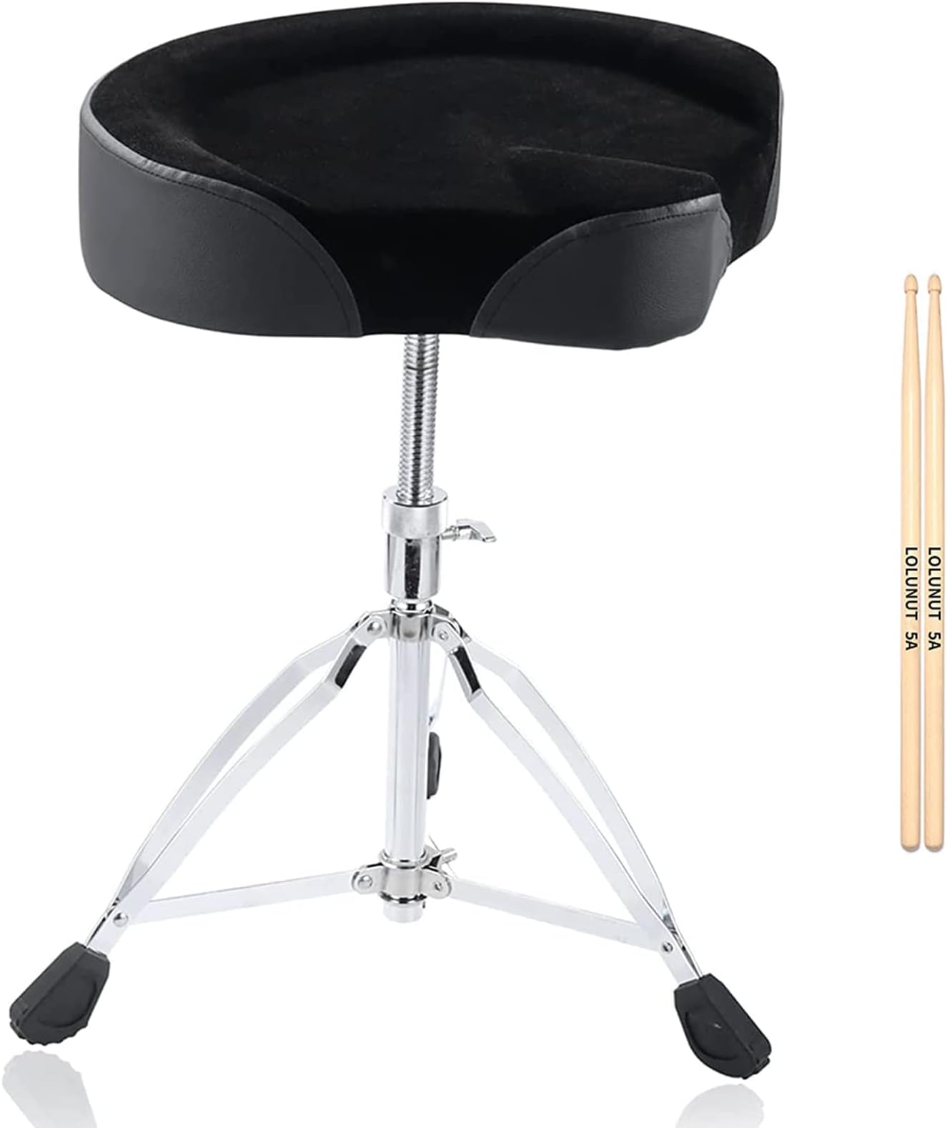 Drum Throne,Drum Stool Height Adjustable Chair,Heavy Duty Motorcycle Style Seat with 5A Drum Sticks for Drummers