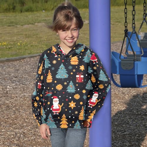 Kids Hoodies Sweaters Christmas Xmas Santa Claus Hooded Sweatshirts with Big Pockets for Boys Girls B04003584