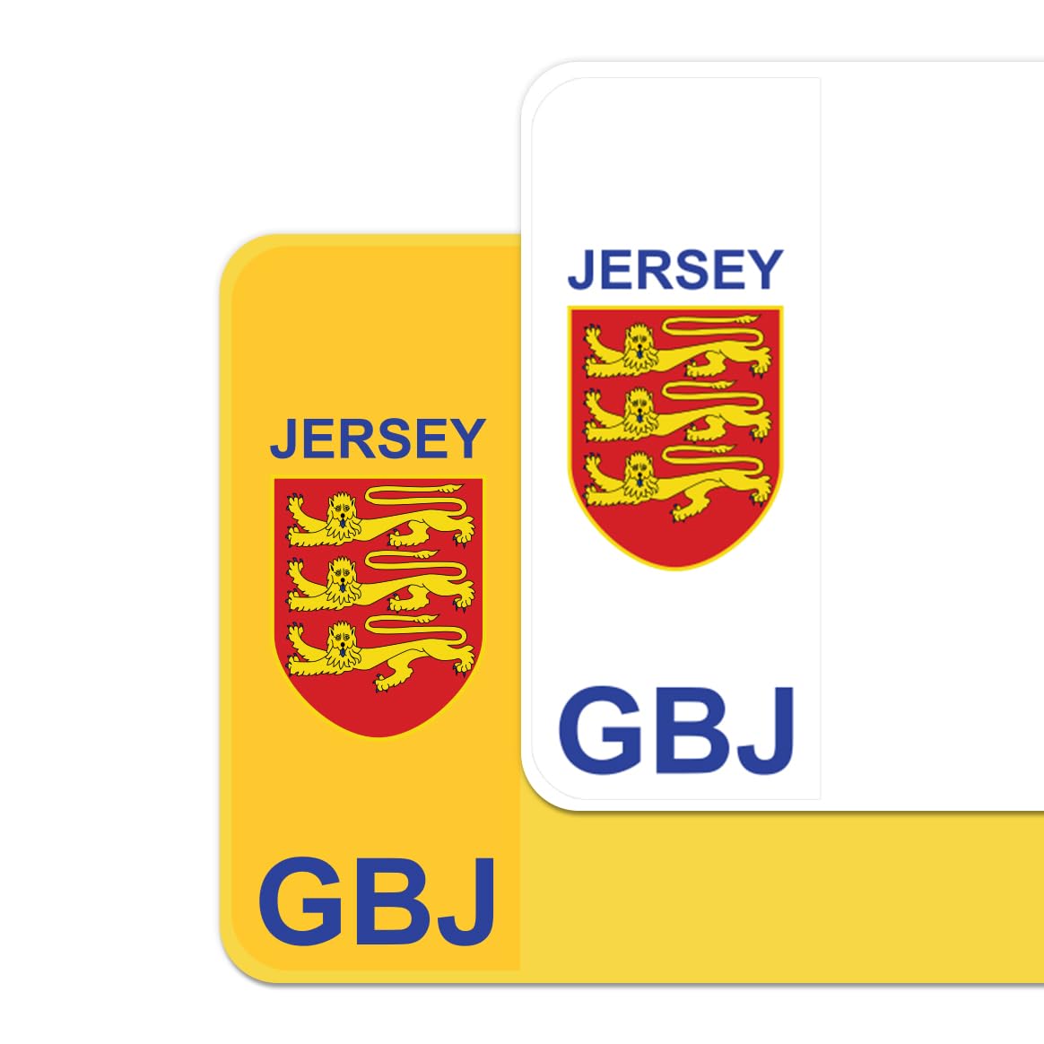 Jersey Flag Car Number Plate Decorative Vinyl Stickers – Premium Bubble-Free Adhesive Decals – GBJ Set of 2 (F&R) – Weatherproof, Easy Application – Made in UK (GBJ, Neutral)