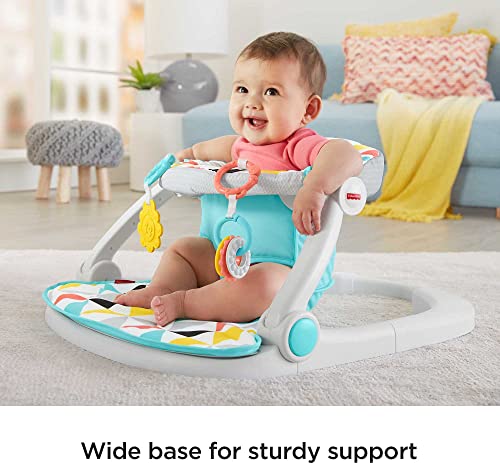 Fisher-Price Cadeira portátil para bebê, assento de chão sentado com brinquedo de clacker e mordedor