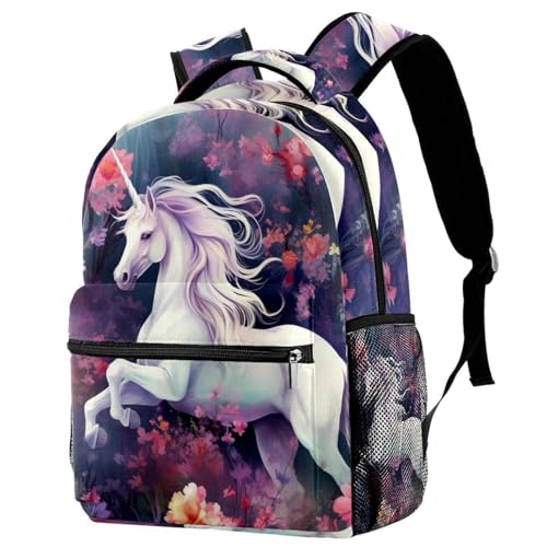 Sac à dos d'école Licorne avec porte-bouteille ergonomique pour enfant