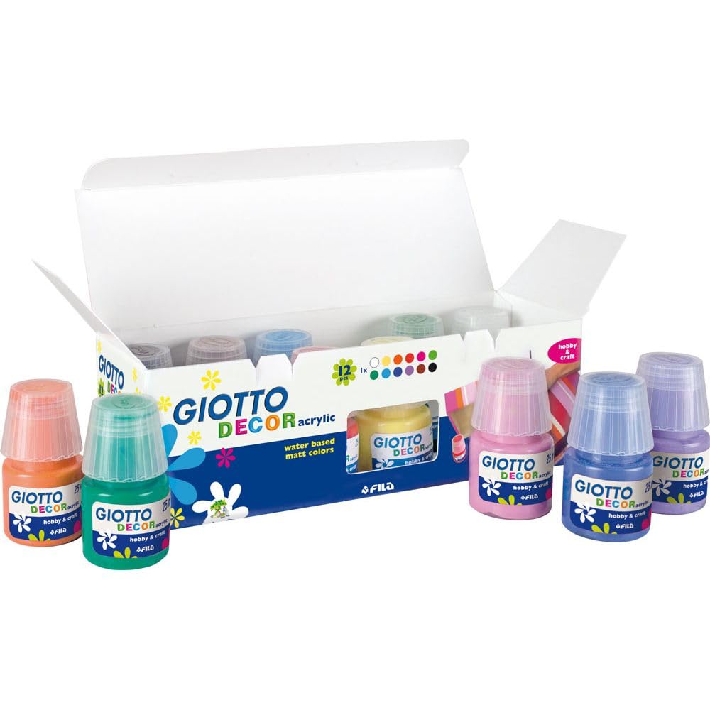 Giotto 530600 Confezione 12 Flaconi Decor Acrylic, 12 x 25ml