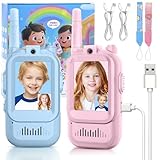 PEURULAK Walkie Talkies de Video para Niños|2 Paquetes Recargables con Cámara HD y Cambiador Voz|Radios Bidireccionales...
