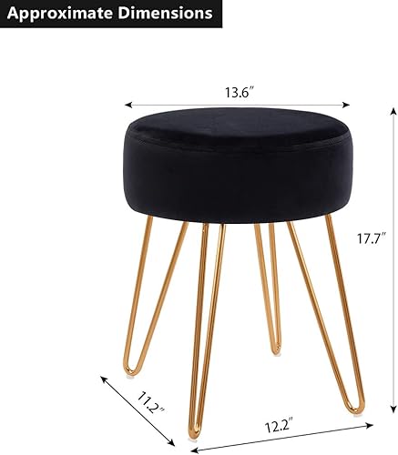 Miniatura 3 de DUHOME Otomana de terciopelo, Taburete de tocador de maquillaje, Taburete contemporáneo, Taburete de metal redondo mongol, Taburete de tocador,
