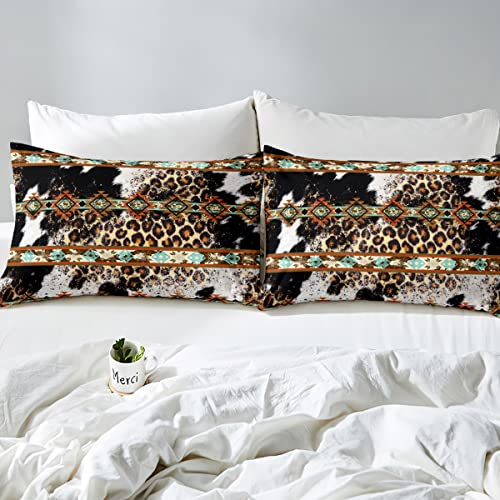 Erosebridal Cheetah Print Duvet Cover Western Bedding Sets Full,Exotic Aztec Comforter Cover Black And White Cowhide Cow Print Bed Set,Farm Animals Bull Skin Room Decor Cowboys Gifts For Women #TOP3