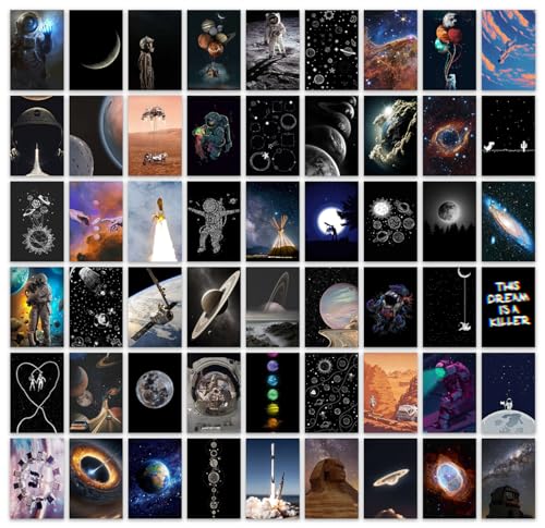 Image of Wall Collage Kit Aesthetic Pictures,Moon & Space Photo Collage Kit Dorm Room Decor for Teen Boy Girl,Trendy Room Decor Photo Collection for Bedroom (54pcs 4x6 inch)