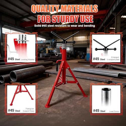 Alwalkee Pipe Jack Stand, 2500LB Capacity Heavy Duty Stand, 27.2"-52" Adjustable, Folding Tri-pod Base for 1/2-24 inch Pipes by ALWALKEE - Image 5