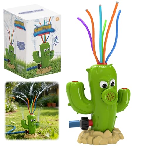 Wasserspielzeug Kinder Outdoor, Kaktus Wassersprinkler, Sprinkler Spiele für Jungen Mädchen Ab 3 4 5 6 7 8 Jahre für Wasserblume, Außenbereich, Rasen, Garten, Pool-Party