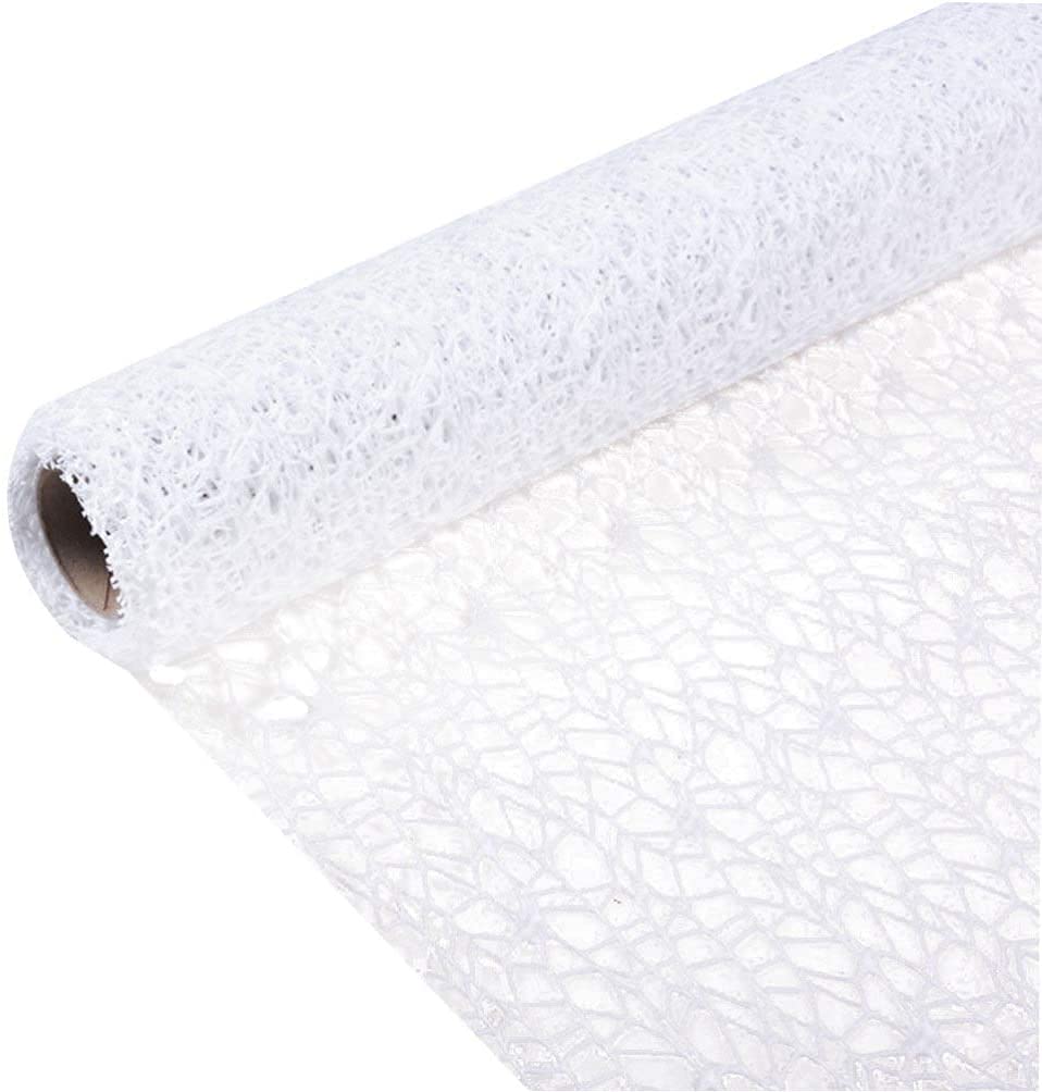 1 Roll of 12ft Length/20 inch Width Mesh Ribbon Gauze Roll/Spider Net Fabric for DIY Craft, Floral Bouquet, Gift Wrapping, Cake Decoration, Home Party Backdrop (White, 1 Roll)-image-13