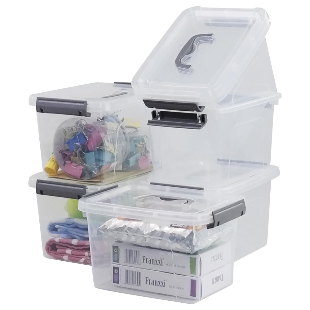 Boîte de rangement transparente avec couvercle Bringer 5L empilable en plastique