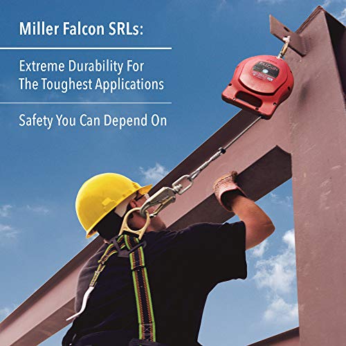 Image of Miller by Honeywell Falcon 50-Foot Galvanized Cable Self-Retracting Lifeline with Tagline and Carabiner, 310 lb. Capacity (MP50G-Z7 /50FT)