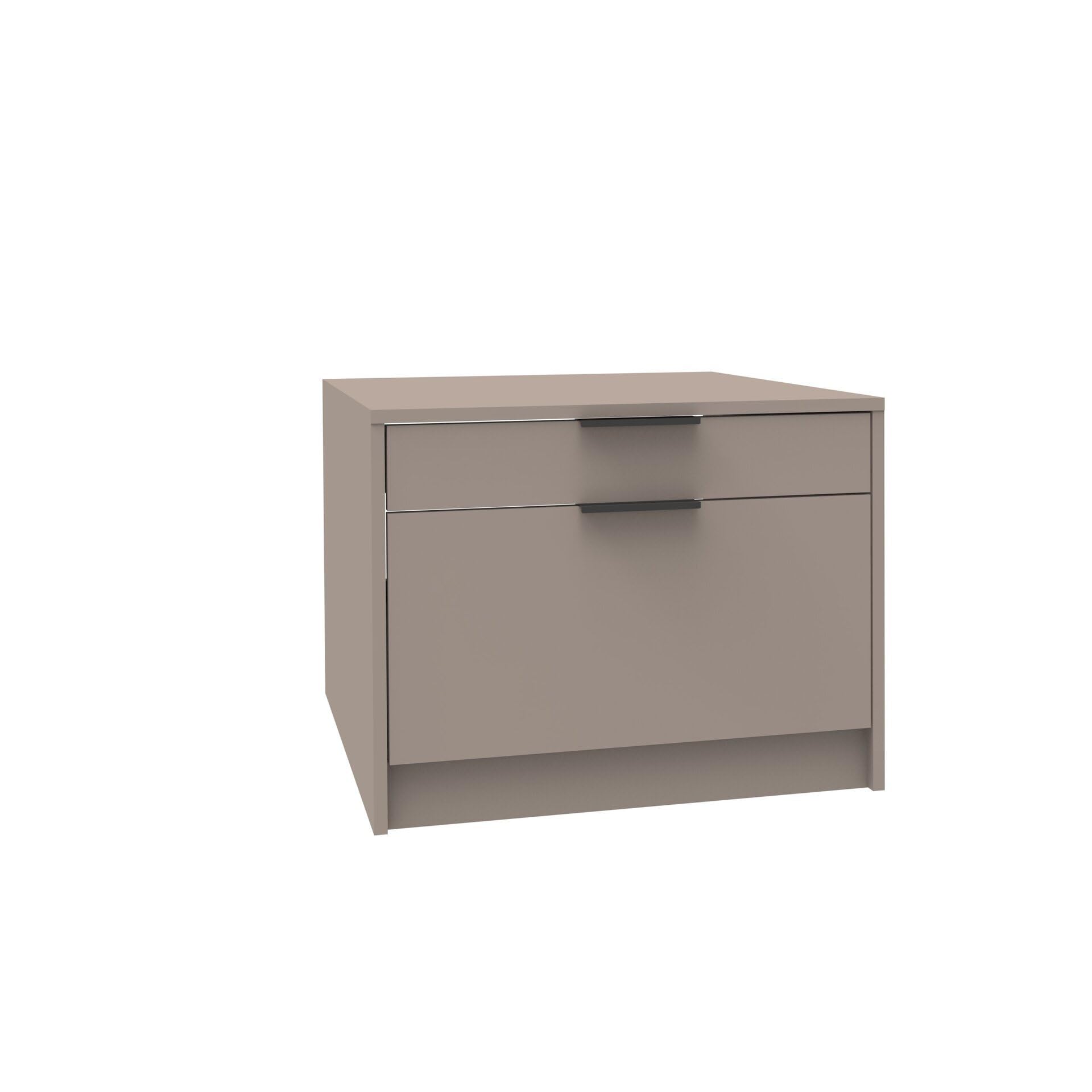 FACKELMANN Unterbau-Schrank – 65 x 50 x 65 cm, Kaschmir, Made in Germany | Hauswirtschaftsschrank mit 2 Schubladen & Softclose, Auszug für Wäschekörbe, kombinierbarer Mehrzweckschrank