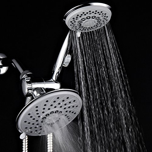 HotelSpa 6''/4'' Ultra-Luxury 3 way Rainfall Shower-Head/Handheld Shower Gray Spiral Combo w/Patented ON/OFF Pause Switch and 5-7 foot Stretchable Stainless Steel Hose