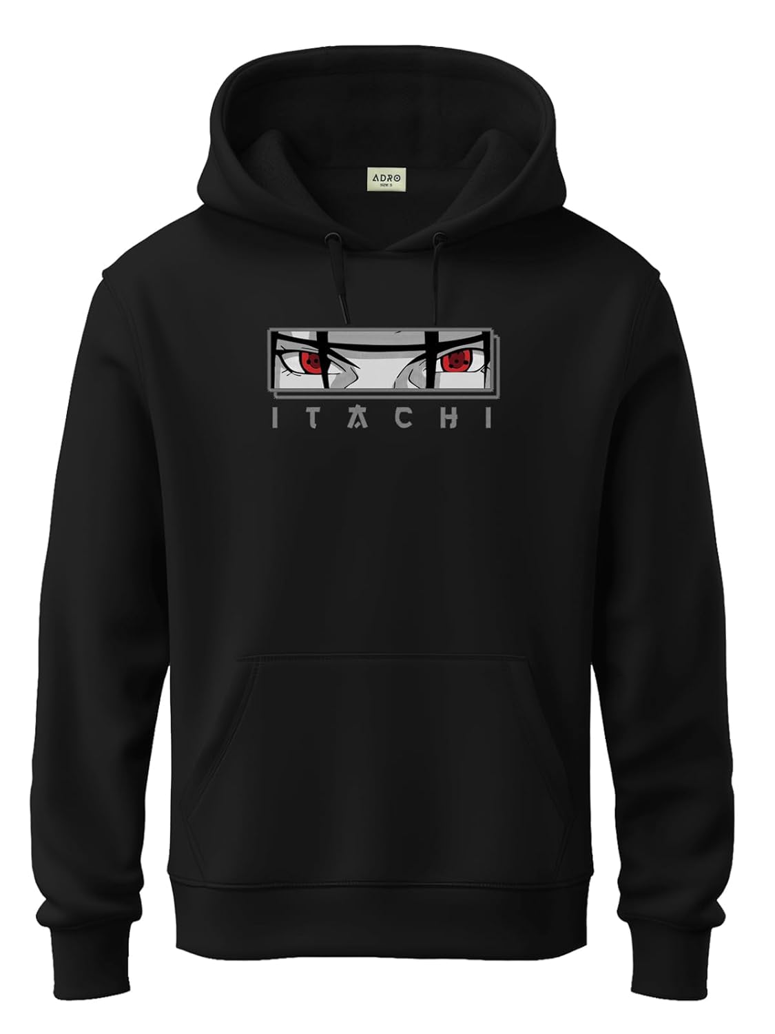 ADRO Men’s Itachi Uchiha Hoodie | 320 GSM Heavyweight Cotton Poly Fleece Printed Hoodies | Anime-Inspired Naruto Sharingan Eyes Graphic Sweatshirt for Winter & Streetwear