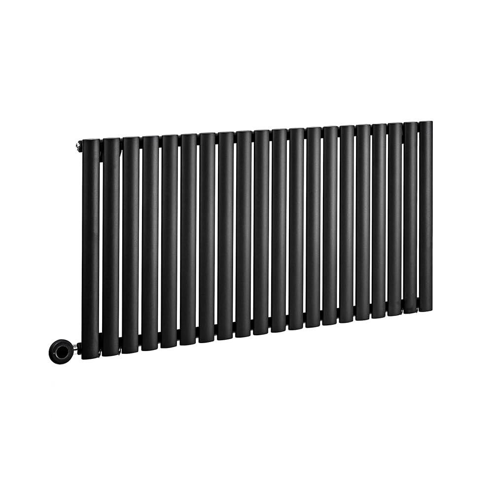 Milano Black Aruba 1200W Horizontal Single Oval Panel Wifi Electric Radiator Uk Plug - 635 X 1180Mm
