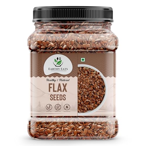 Image of Earthy Eats Flax Seeds 1000g - Alsi Seeds | Flax Seeds for Hair Growth | Raw Seeds for Eating | Source of Iron & Dietary Fibre | Rich in Protein (Pack of 1)