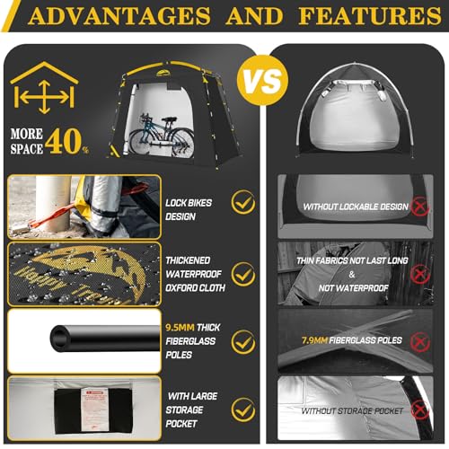 Image of Happy Travel Bike Storage Shed Tent, Waterproof Portable Bicycle Cover Shed