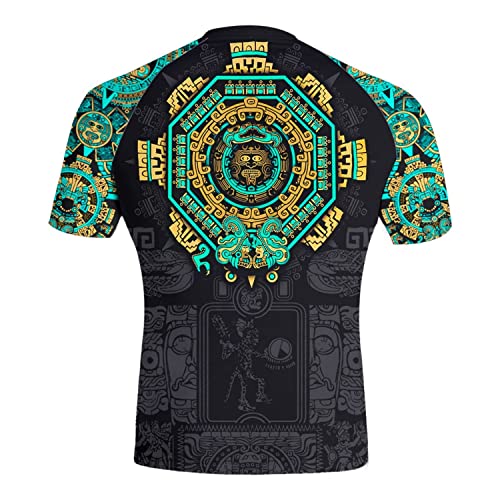 Aztec Rash Guard Shirt Short Sleeves Baselayer Skins Performance Fit Compression MMA BJJ Workout Rash Guard3