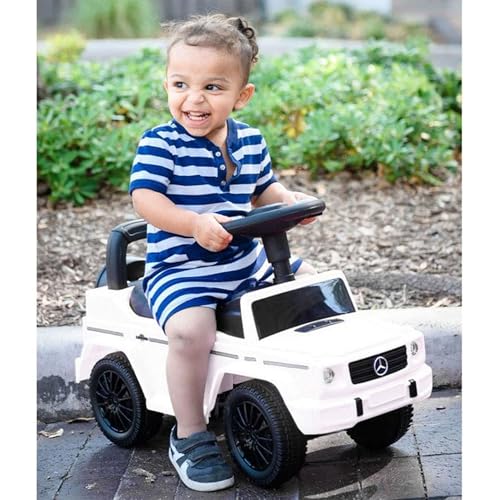 Best Ride On Cars Kids Outdoor Stroller Mercedes G-Wagon Push Car with Working Lights, Horn, and Music for Ages 1 to 3 years, White - Image 4