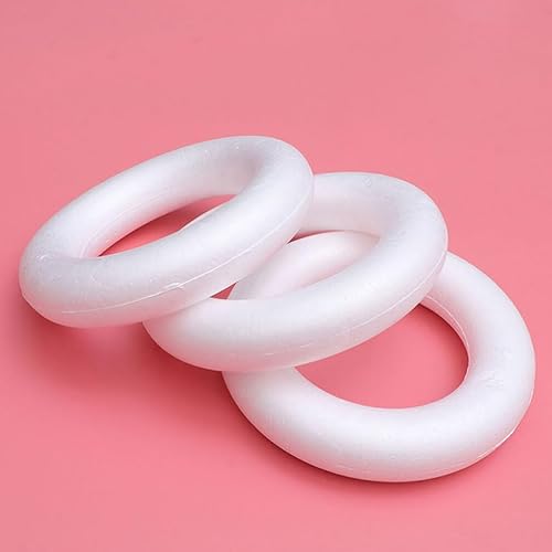 Miniatura 9 de Luxshiny Corona de espuma de Navidad de 8.5 pulgadas, anillo de espuma de poliestireno blanco, aro redondo de espuma sin terminar, anillo circular