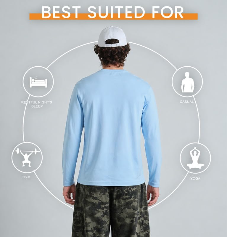 Image of Sleepynuts Regular fit Cotton Full Sleeve Plain T-Shirt for Men (Pack of 1,2,3 Size Small to 3XL)