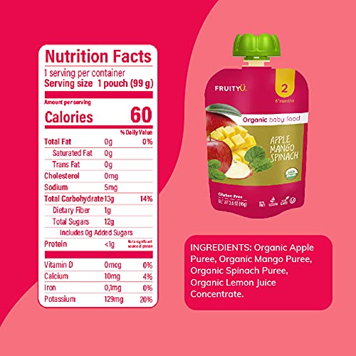 Fruityu Organics Baby Food Stage 2 Variety Pack - Banana Blueberry Oatmeal, Apple Mango Spinach, Apple Cherry 3.5 Ounce Pouch (Pack Of 12) #TOP7