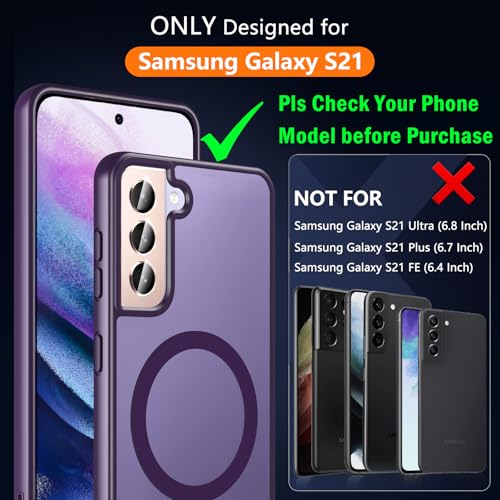 OWKEY for Samsung Galaxy S21 Case with Stand, Magnetic Shockproof Case Fit for Magsafe Translucent Matte Cover for Samsung S21, Purple by OWKEY - Used condition - Image 2