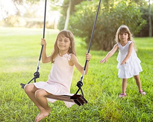 PELLOR Wooden Swing Seat Waterproof Wood Tree Swings Durable Playground Swing Set for Kids Children Adults Indoor & Outdoor Play, Max Load 440lbs (Brown)